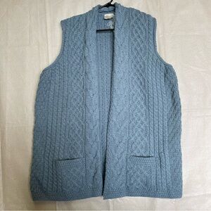 Kilronan Merino Wool Open Front Vest with Pockets A275983 NWT XL